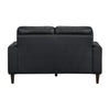 Willow 56 Inch Loveseat Black Top Grain and Faux Leather Solid Wood By Casagear Home BM315234