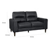 Willow 56 Inch Loveseat Black Top Grain and Faux Leather Solid Wood By Casagear Home BM315234