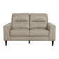 Willow 56 Inch Loveseat Beige Top Grain and Faux Leather Solid Wood By Casagear Home BM315235