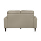 Willow 56 Inch Loveseat Beige Top Grain and Faux Leather Solid Wood By Casagear Home BM315235