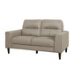 Willow 56 Inch Loveseat Beige Top Grain and Faux Leather Solid Wood By Casagear Home BM315235