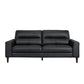 Willow 76 Inch Sofa Plush Black Top Grain and Faux Leather Solid Wood By Casagear Home BM315236