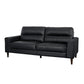 Willow 76 Inch Sofa Plush Black Top Grain and Faux Leather Solid Wood By Casagear Home BM315236