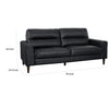 Willow 76 Inch Sofa Plush Black Top Grain and Faux Leather Solid Wood By Casagear Home BM315236