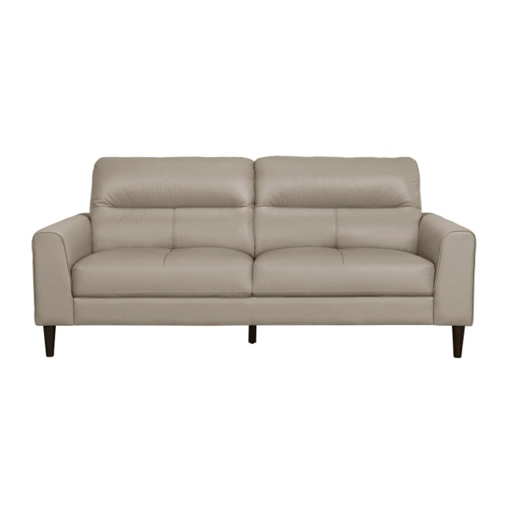 Willow 76 Inch Sofa Plush Beige Top Grain and Faux Leather Solid Wood By Casagear Home BM315237