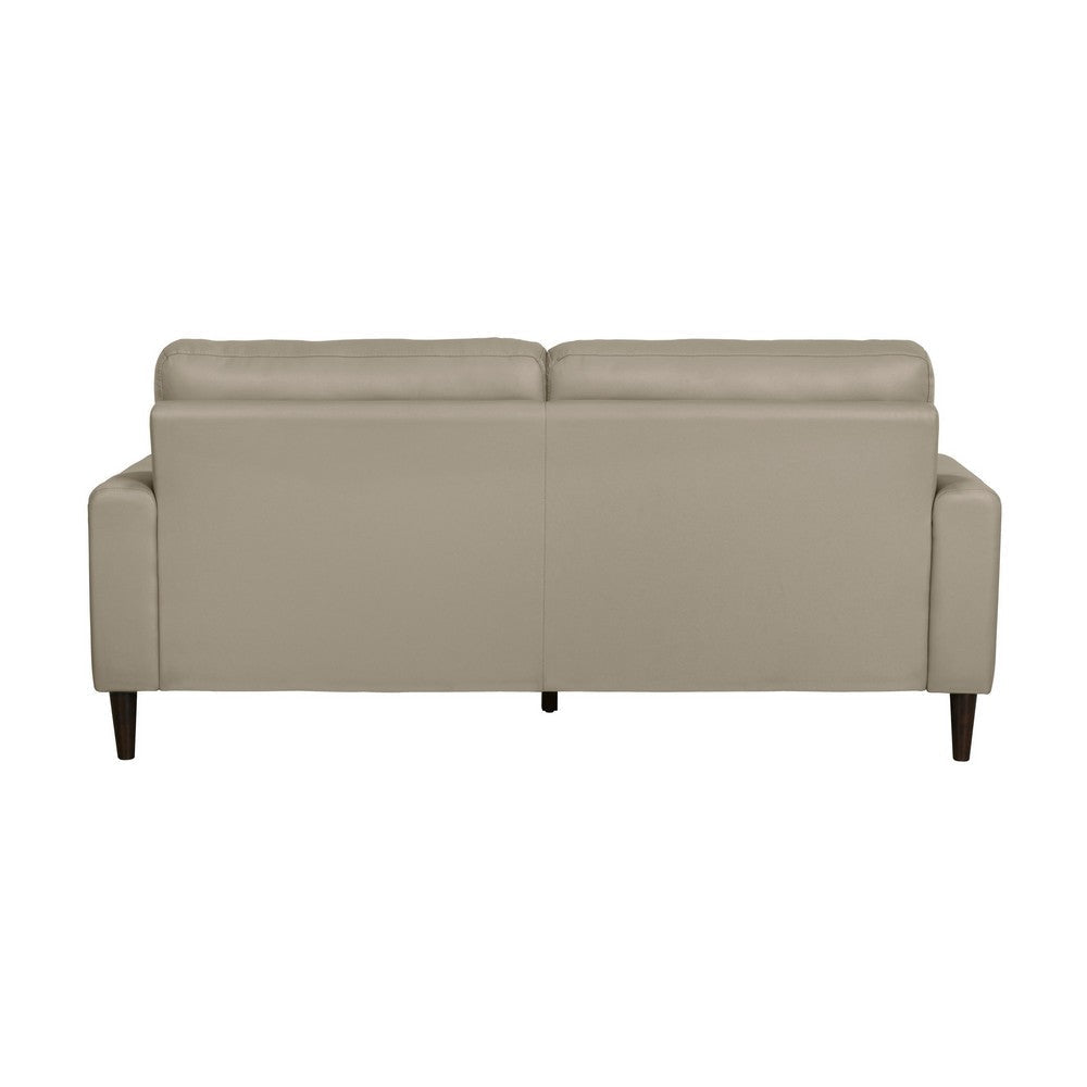 Willow 76 Inch Sofa Plush Beige Top Grain and Faux Leather Solid Wood By Casagear Home BM315237