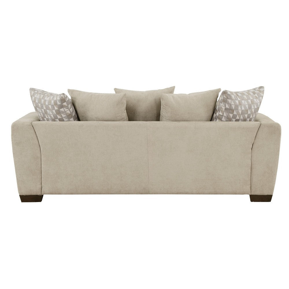 Gini 82 Inch Sofa 7 Pillows Nailhead Trim Brown Chenille Solid Wood By Casagear Home BM315241