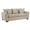 Gini 82 Inch Sofa, 7 Pillows, Nailhead Trim, Brown Chenille, Solid Wood By Casagear Home