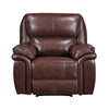 Jack 43 Inch Manual Recliner Chair Plush Brown Top Grain and Faux Leather By Casagear Home BM315242