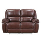 Jack 66 Inch Manual Recliner Loveseat, Plush Brown Top Grain Leather, Wood By Casagear Home