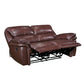 Jack 66 Inch Manual Recliner Loveseat Plush Brown Top Grain Leather Wood By Casagear Home BM315243