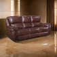 Jack 87 Inch Manual Recliner Sofa, Brown Top Grain and Faux Leather, Wood By Casagear Home