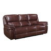 Jack 87 Inch Manual Recliner Sofa, Brown Top Grain and Faux Leather, Wood By Casagear Home