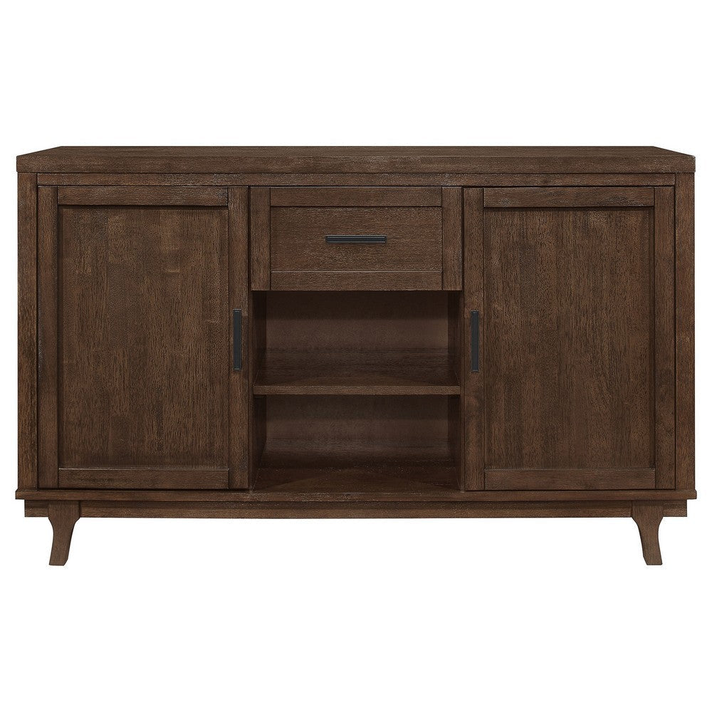 Riza 59 Inch Dining Sideboard Server 2 Door Cabinet 2 Open Shelves Brown By Casagear Home BM315247