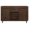 Riza 59 Inch Dining Sideboard Server 2 Door Cabinet 2 Open Shelves Brown By Casagear Home BM315247