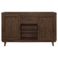 Riza 59 Inch Dining Sideboard Server 2 Door Cabinet 2 Open Shelves Brown By Casagear Home BM315247