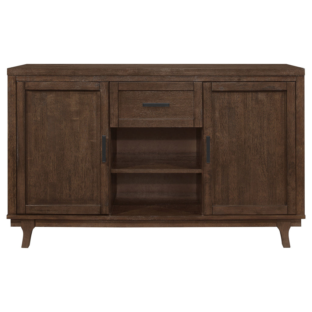 Riza 59 Inch Dining Sideboard Server 2 Door Cabinet 2 Open Shelves Brown By Casagear Home BM315247