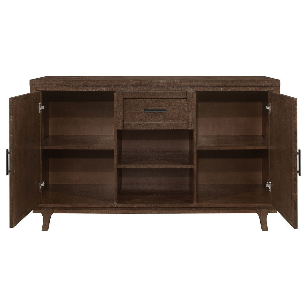 Riza 59 Inch Dining Sideboard Server 2 Door Cabinet 2 Open Shelves Brown By Casagear Home BM315247