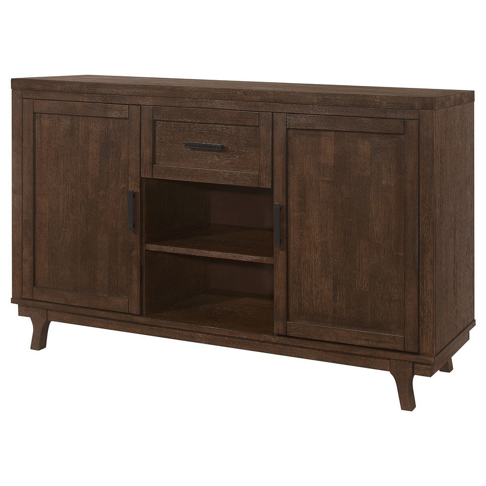 Riza 59 Inch Dining Sideboard Server 2 Door Cabinet 2 Open Shelves Brown By Casagear Home BM315247