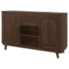 Riza 59 Inch Dining Sideboard Server 2 Door Cabinet 2 Open Shelves Brown By Casagear Home BM315247