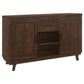 Riza 59 Inch Dining Sideboard Server, 2 Door Cabinet, 2 Open Shelves, Brown By Casagear Home