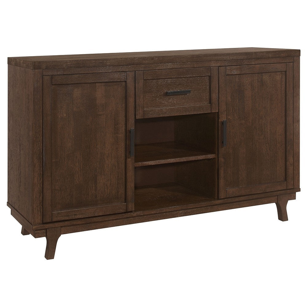 Riza 59 Inch Dining Sideboard Server, 2 Door Cabinet, 2 Open Shelves, Brown By Casagear Home