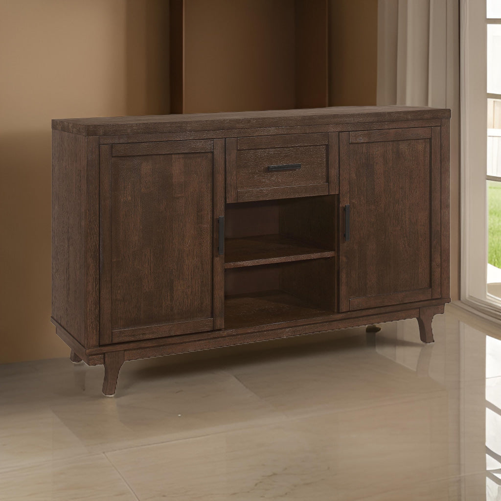 Riza 59 Inch Dining Sideboard Server, 2 Door Cabinet, 2 Open Shelves, Brown By Casagear Home