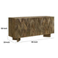 64 Inch Dining Sideboard Server 2 Cabinets Chevron Pattern Mango Brown By Casagear Home BM315249