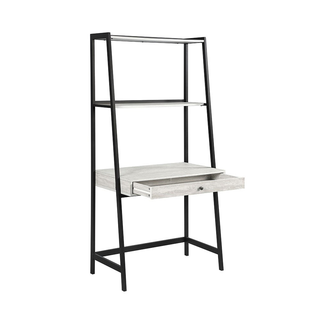 Api 69 Inch 3 Piece Ladder Desk Set 1 Drawer 7 Shelves Gray Black By Casagear Home BM315250