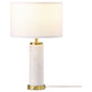 25 Inch Table Lamp White Fabric Drum Shade Modern Gold Metal Round Base By Casagear Home BM315251