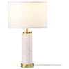 25 Inch Table Lamp White Fabric Drum Shade Modern Gold Metal Round Base By Casagear Home BM315251