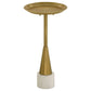 24 Inch Drink Side Table 12 Inch Round Tray Top White Marble Base Gold By Casagear Home BM315253