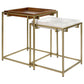 2 Piece Nesting End Table Set Square Tray Top White Marble Gold Brown By Casagear Home BM315254