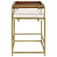 2 Piece Nesting End Table Set Square Tray Top White Marble Gold Brown By Casagear Home BM315254