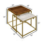 2 Piece Nesting End Table Set Square Tray Top White Marble Gold Brown By Casagear Home BM315254