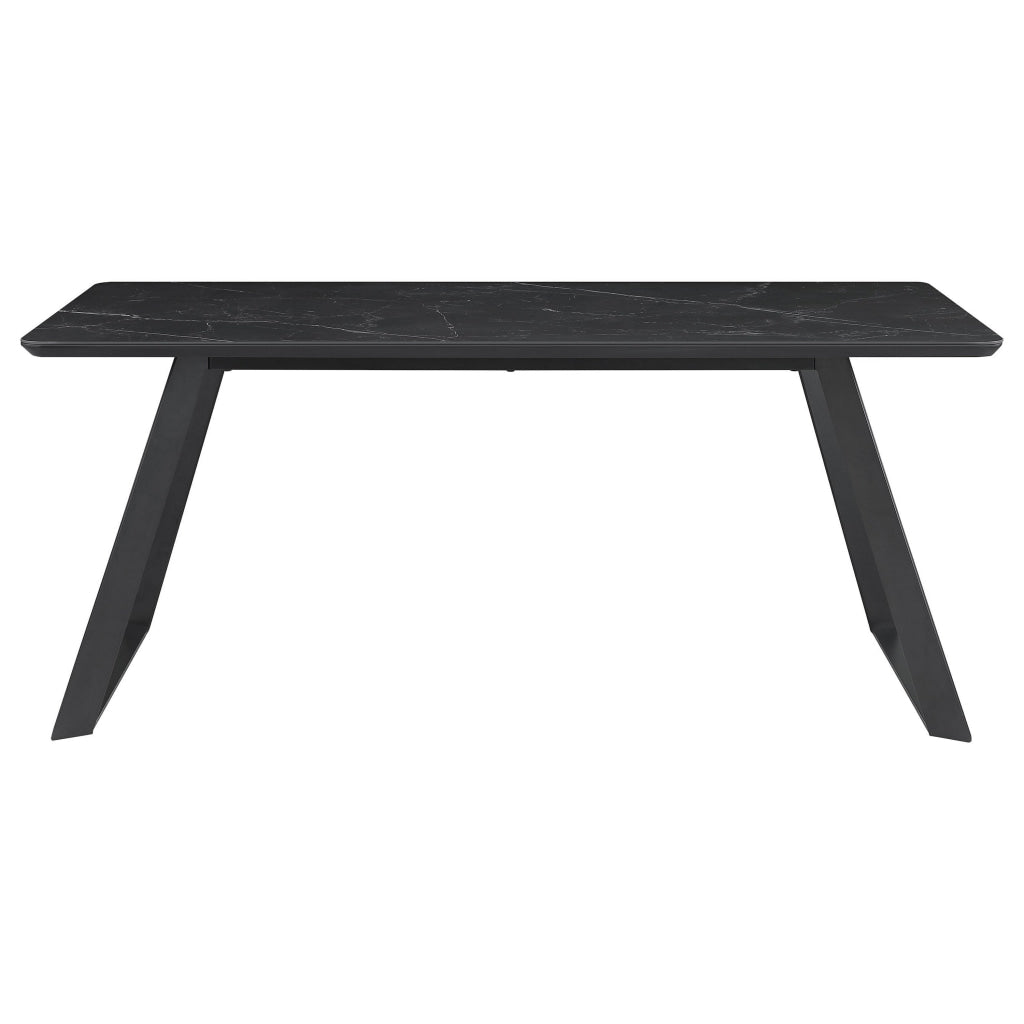 71 Inch Dining Table Rectangular Tabletop Sled Style Base Gray Metal By Casagear Home BM315257