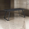 71 Inch Dining Table, Rectangular Tabletop, Sled Style Base, Gray Metal By Casagear Home