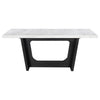 Shoy 72 Inch Dining Table Rectangular White Marble Top Trestle Brown By Casagear Home BM315258