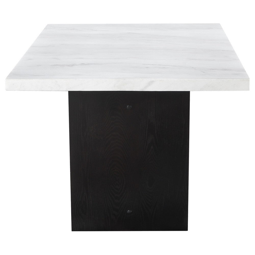 Shoy 72 Inch Dining Table Rectangular White Marble Top Trestle Brown By Casagear Home BM315258