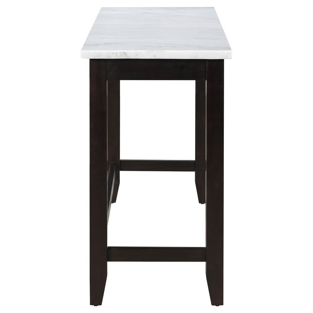 36 Inch Counter Height Table Rectangular White Marble Top Espresso Brown By Casagear Home BM315259