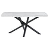 63 Inch Dining Table Rectangular White Top Geometric Base Gray Metal By Casagear Home BM315260