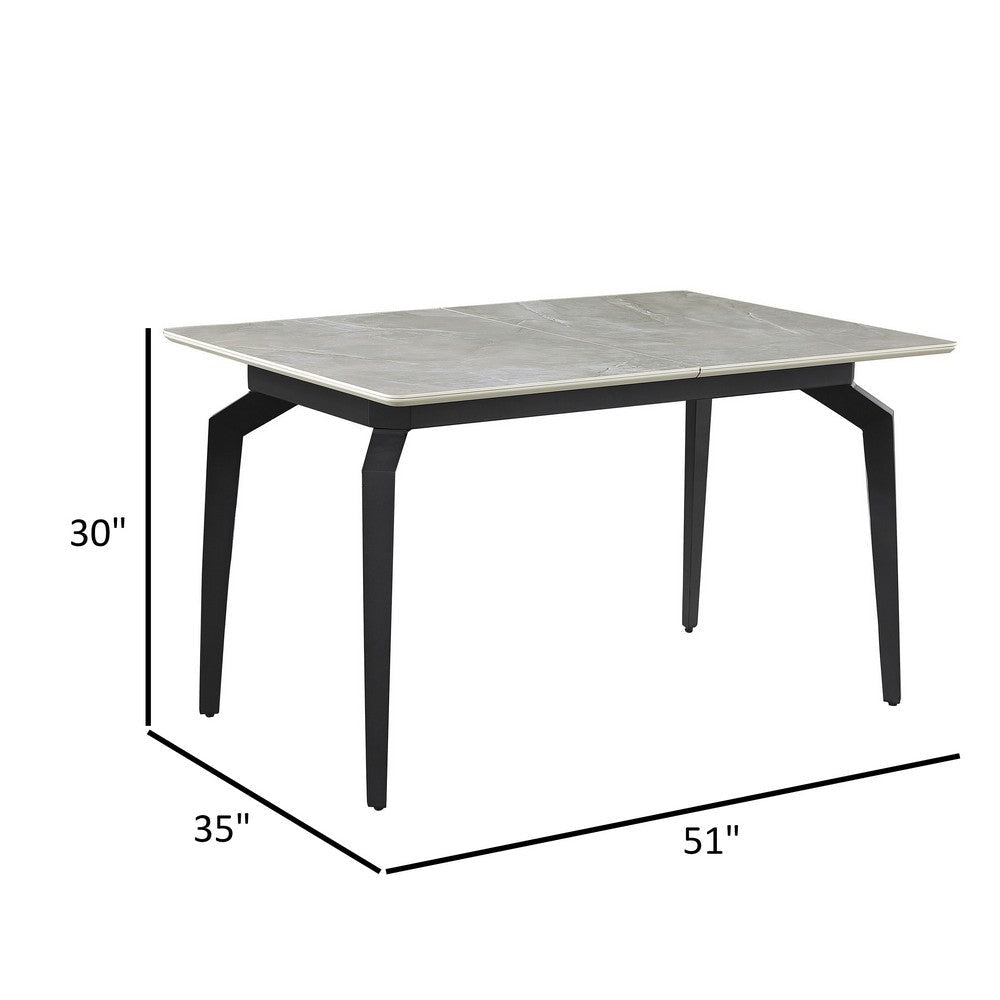 51-65 Inch Dining Table Extendable White Top Butterfly Leaf Sandy Black By Casagear Home BM315261