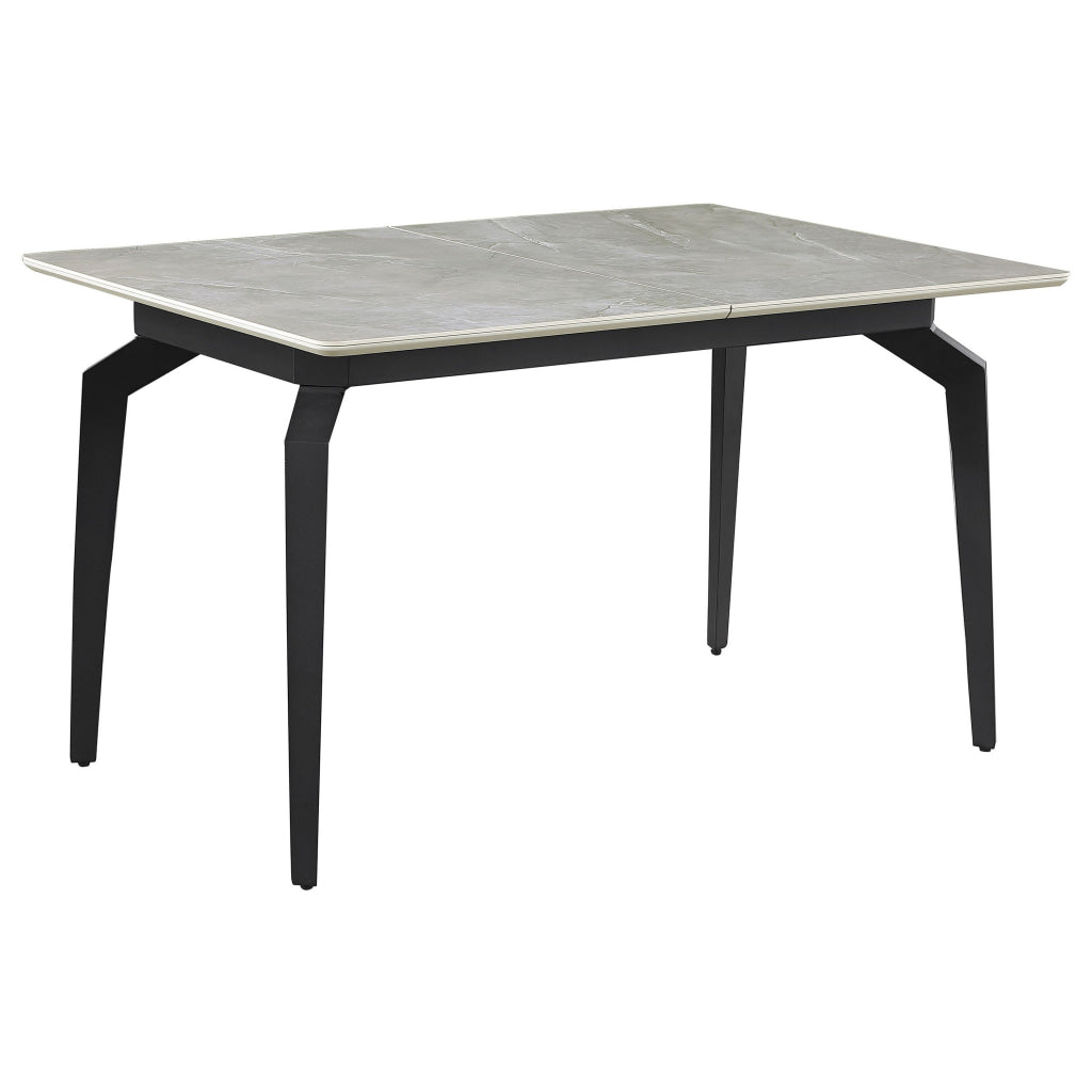 51-65 Inch Dining Table Extendable White Top Butterfly Leaf Sandy Black By Casagear Home BM315261