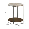 20 Inch Accent Table Round Marble Top 1 Shelf Brown Gunmetal Finish By Casagear Home BM315262