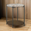 20 Inch Accent Table Round Marble Top 1 Shelf Brown Gunmetal Finish By Casagear Home BM315262