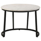 24 Inch Accent Coffee Table White Marble Top C Base Black Metal Finish By Casagear Home BM315263