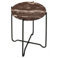 22 Inch Accent Table Round Red Marble Top Crossed Open Black Metal Base By Casagear Home BM315264