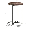 22 Inch Accent Table Round Red Marble Top Crossed Open Black Metal Base By Casagear Home BM315264