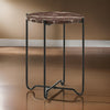 22 Inch Accent Table, Round Red Marble Top, Crossed Open Black Metal Base By Casagear Home