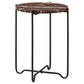 22 Inch Accent Table, Round Red Marble Top, Crossed Open Black Metal Base By Casagear Home